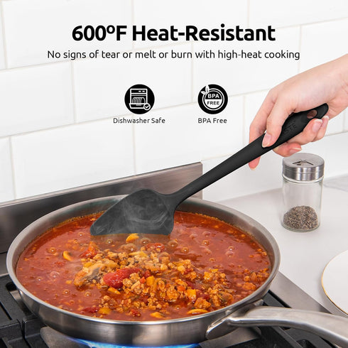 U-Taste Silicone Spatula Set with 600 Degrees Fahrenheit Heat Resistant (Black)...